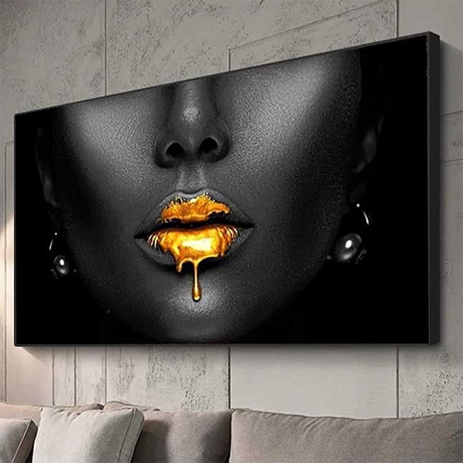 Wandbild „Goldene Lippen“
