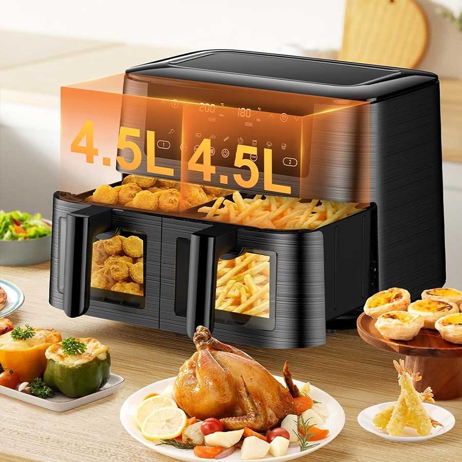 Heißluft-Fritteuse mit 2 Kammern