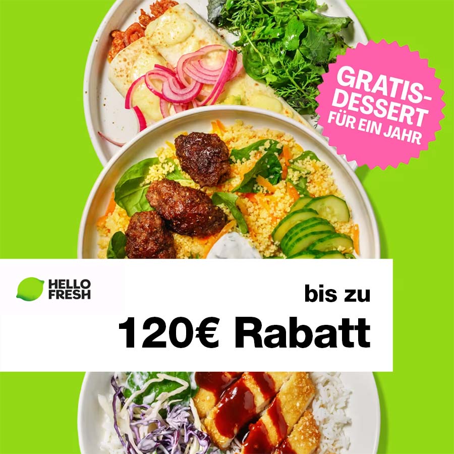 120€ + 1 Jahr Gratis-Dessert bei HelloFresh