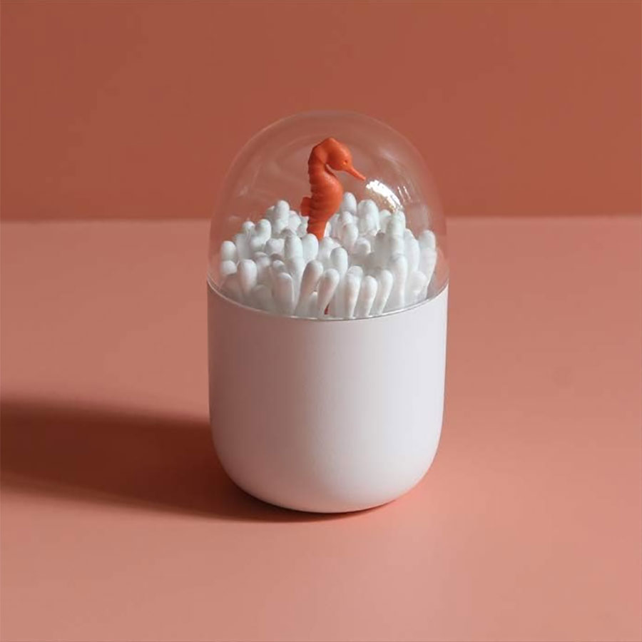 Wattestäbchen-Behälter mit Seepferdchen