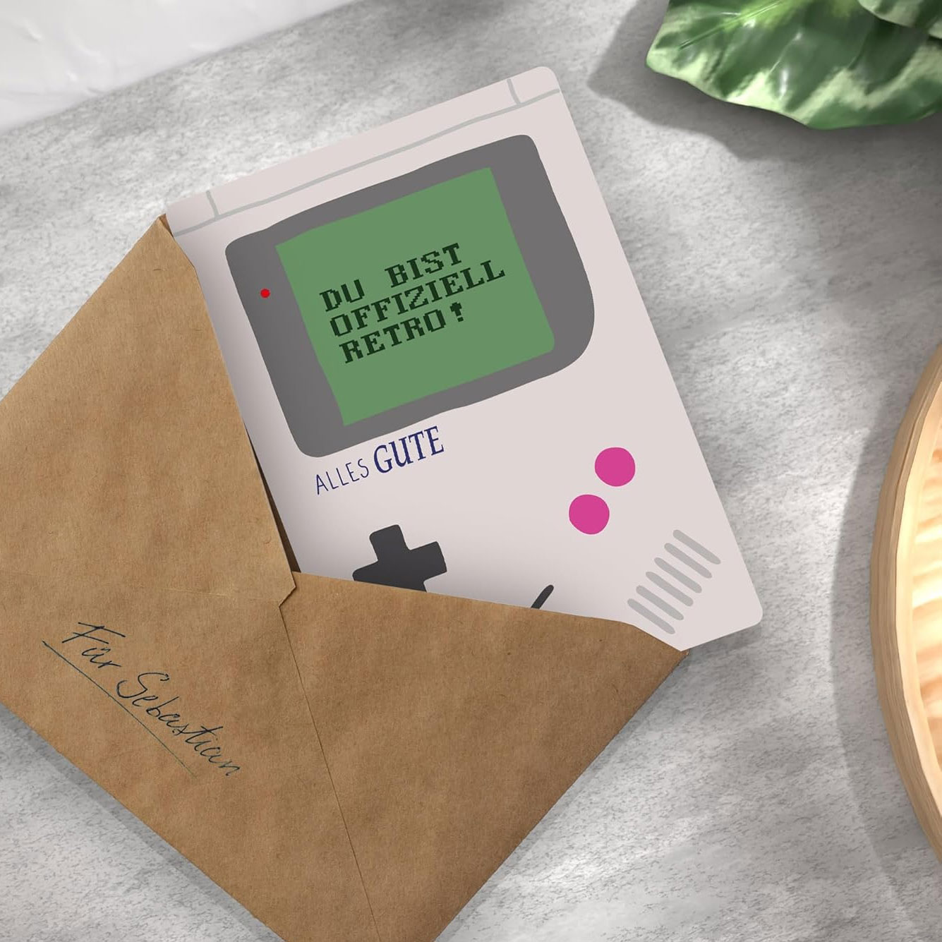 Holzkarte: „Du bist retro!“