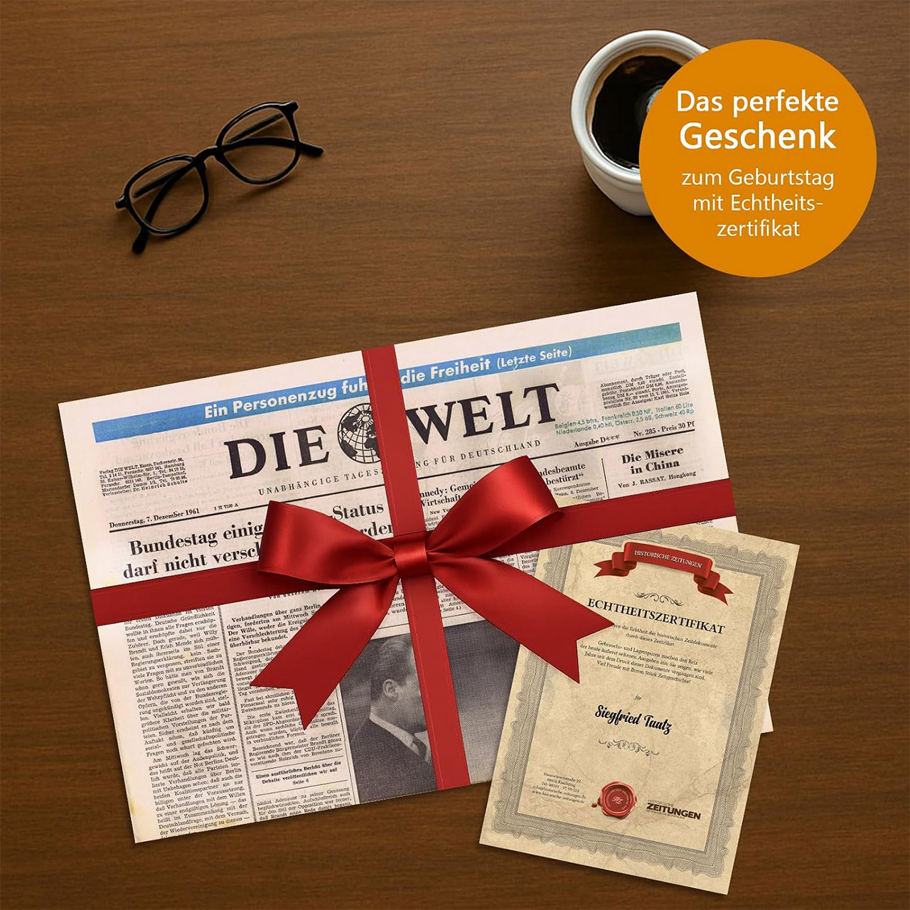 Historische Zeitung  vom Tag der Geburt